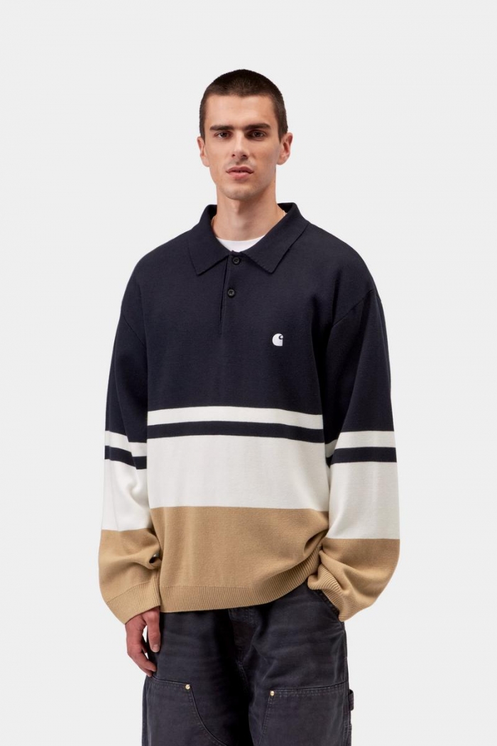 Carhartt L/S Austin Polo - Rugby Jacquard, Dark Navy