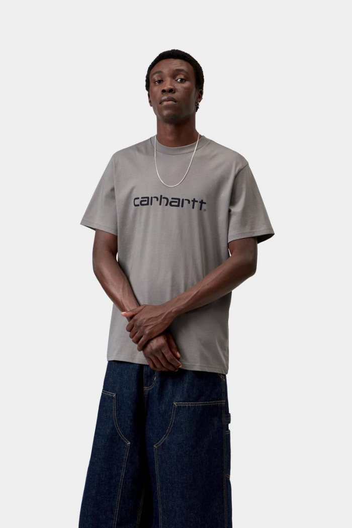 Carhartt S/S Script T-Shirt - Shady Grey / Dark Navy