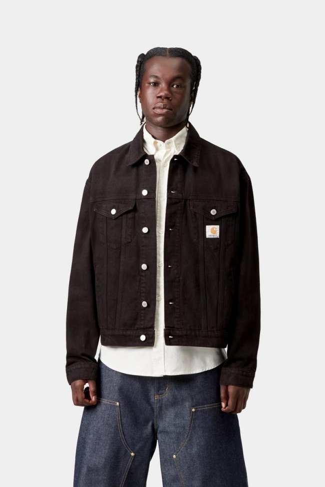 Carhartt Everson Trucker Jacket - Everson Print, Black / Palisander, Garment dyed Carhartt Everson Trucker Jacket - Everson Print, Black / Palisander, Garment dyed