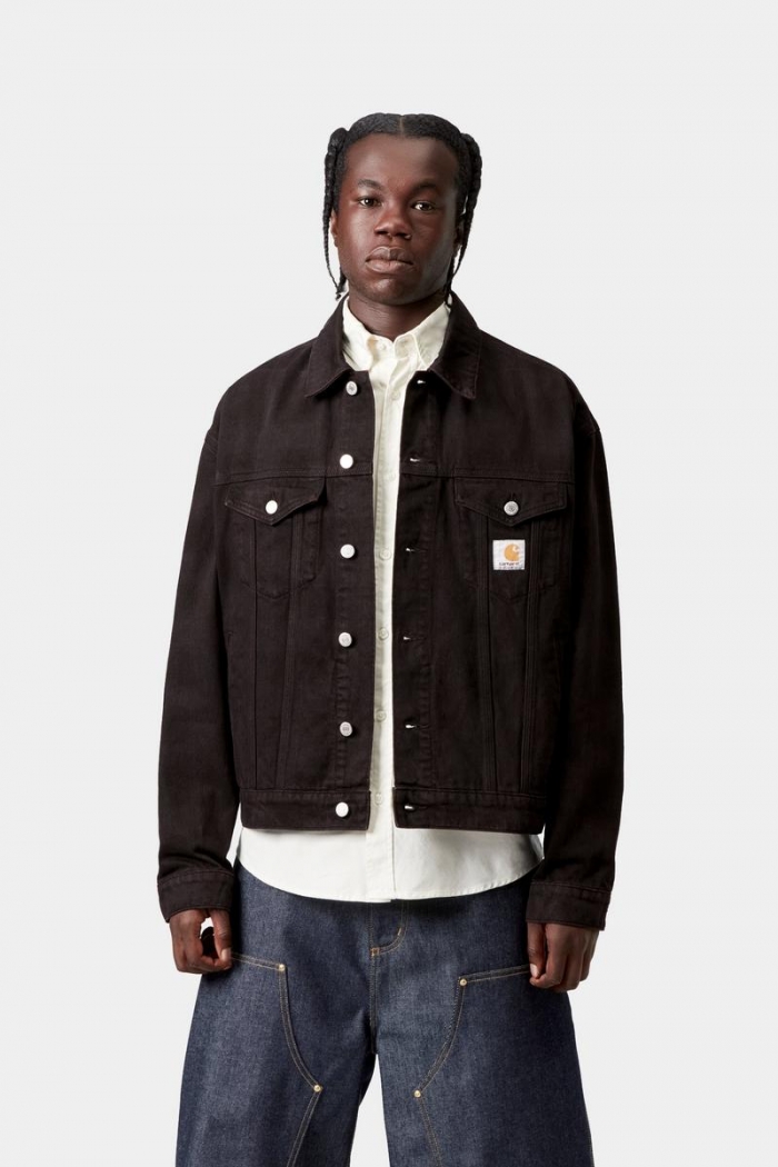 Carhartt Everson Trucker Jacket - Everson Print, Black / Palisander, Garment dyed