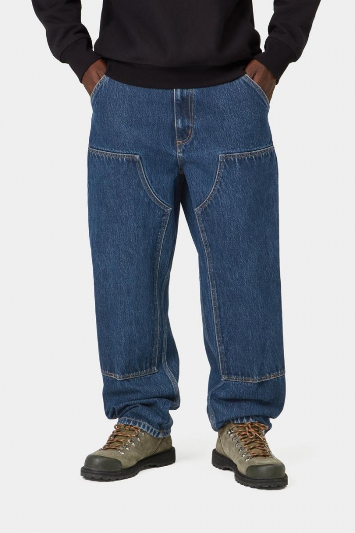 Carhartt Double Knee Pant - Blue, Stone washed