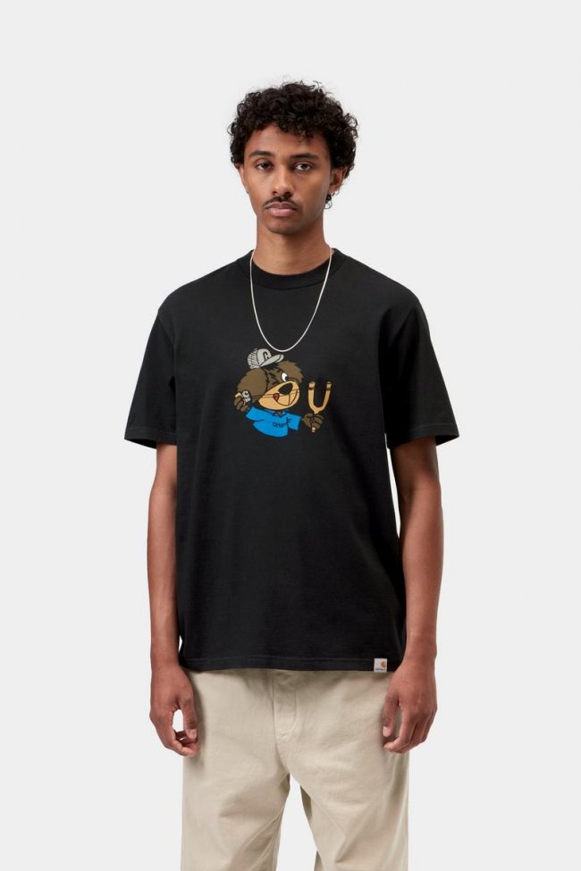 Carhartt S/S Slingshot T-Shirt - Black, Heavy enzyme wash