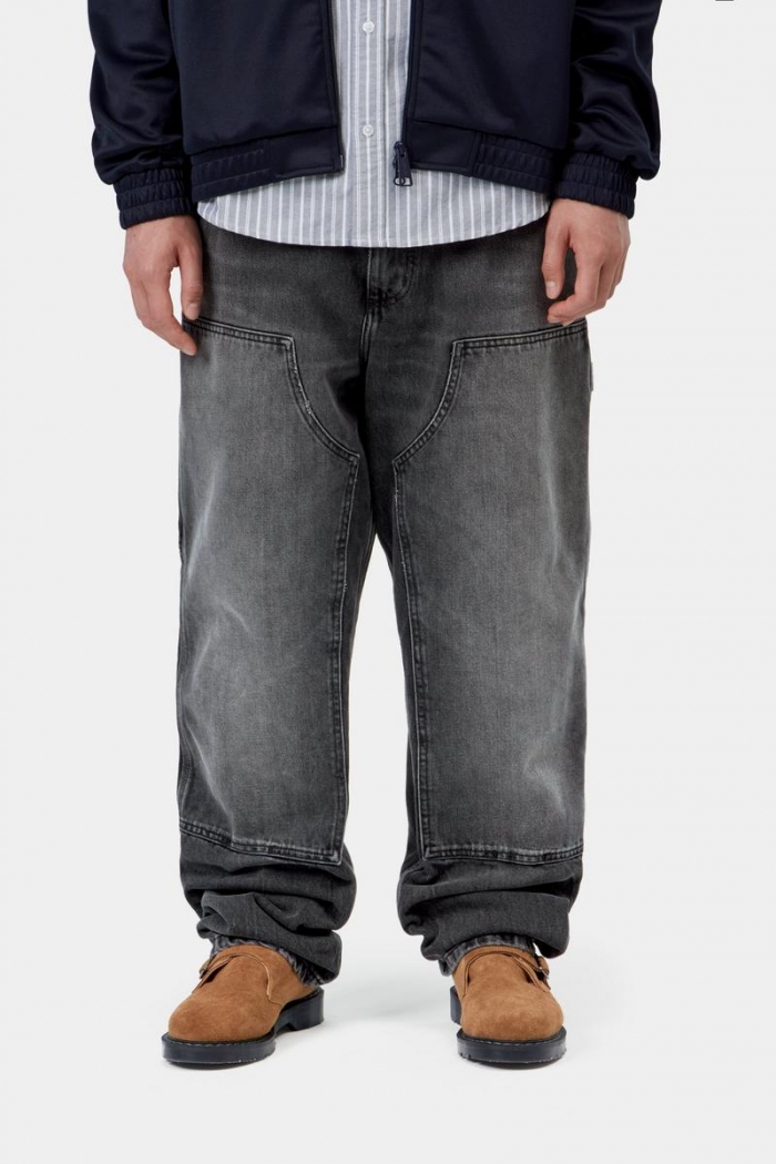 Carhartt Double Knee Pant - Black, Marble used wash