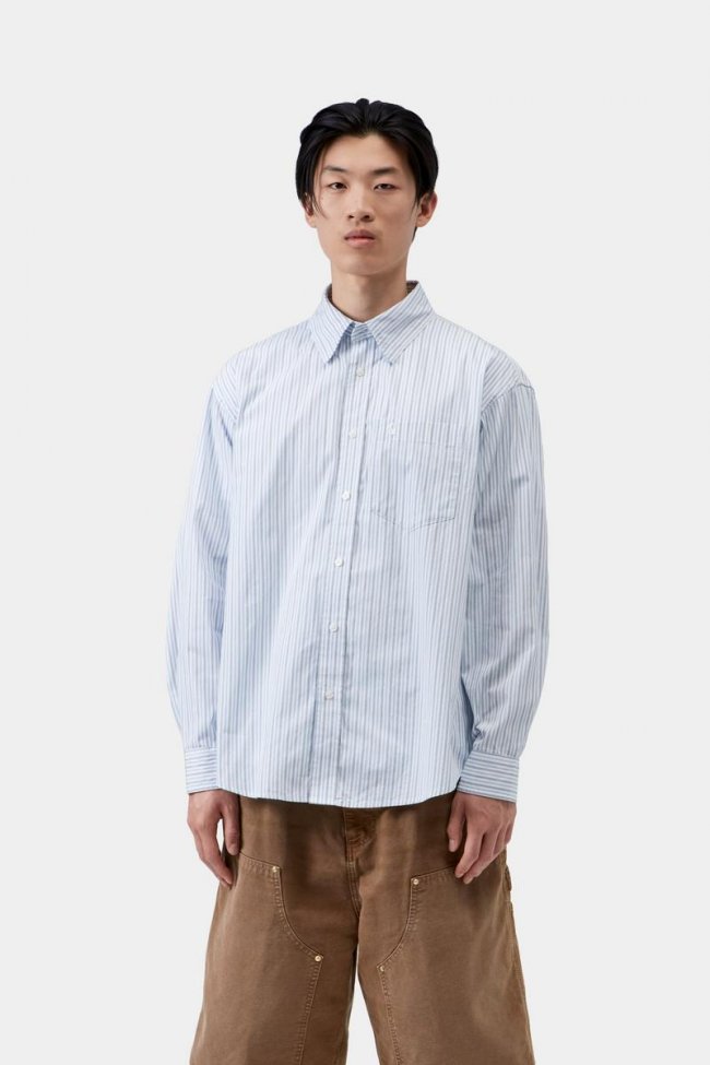 Carhartt L/S Keene Shirt - Keene Stripe, White