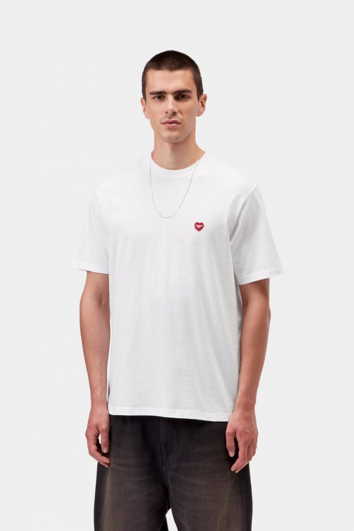 Carhartt S/S Small Heart T-Shirt - White / Red