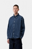 Carhartt L/S Lucas Shirt - Blue, Stone washed