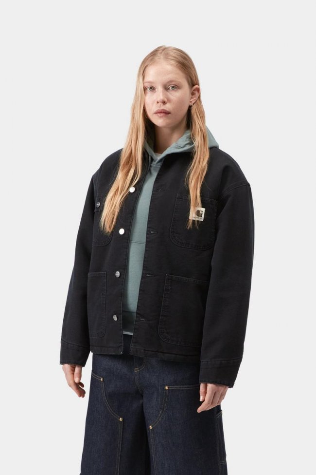 Carhartt OG Michigan Coat - Black / Black, Grind wash