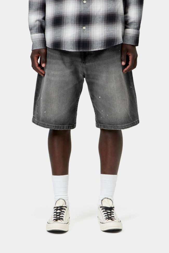 Carhartt Landon Short - Black, Destroy wash, splatter Carhartt Landon Short - Black, Destroy wash, splatter