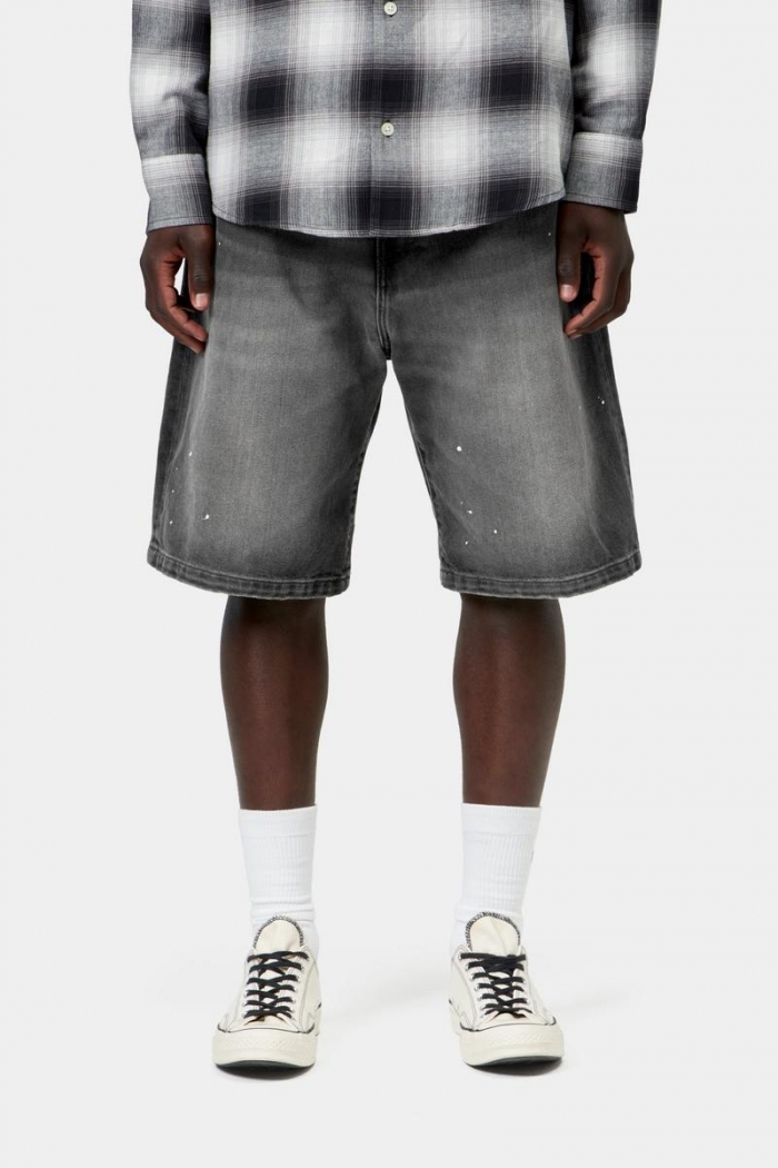 Carhartt Landon Short - Black, Destroy wash, splatter
