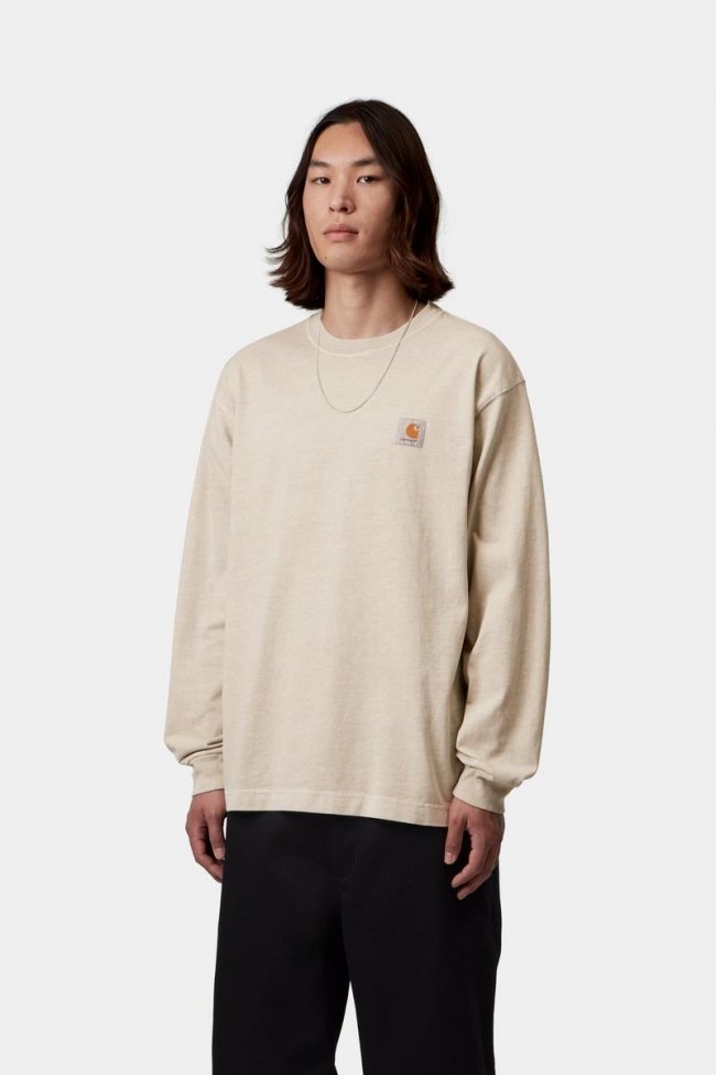Carhartt L/S Vista T-Shirt - Fleur De Sel, Garment dyed