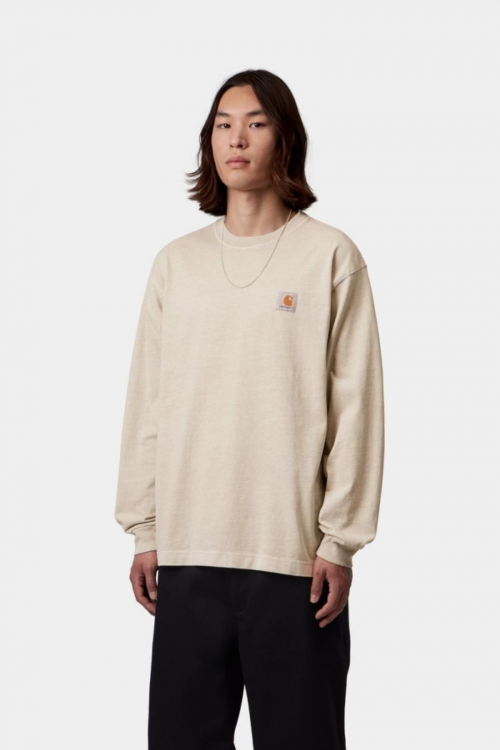 Carhartt L/S Vista T-Shirt - Fleur De Sel, Garment dyed