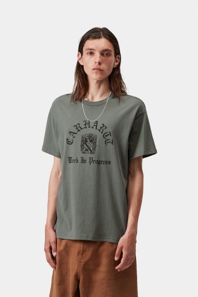 Carhartt S/S Coat Of Arms T-Shirt - Velvet Green, Garment dyed