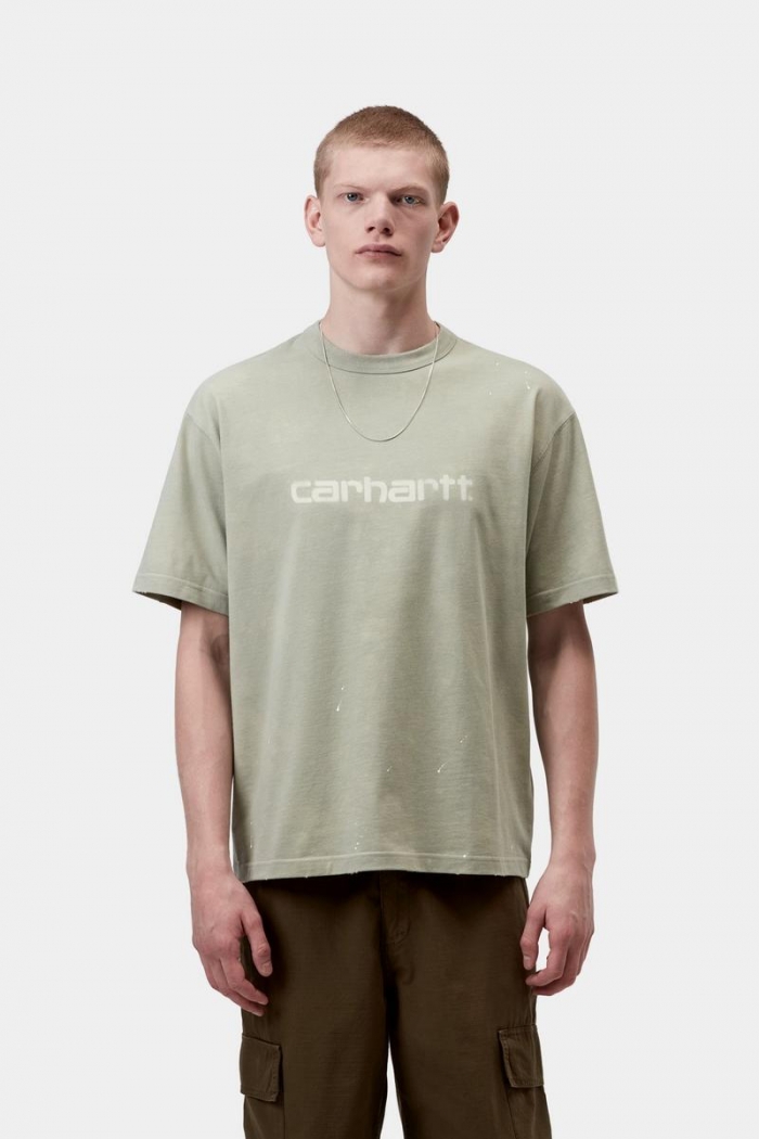 Carhartt S/S Painter T-Shirt - Shady Green, Destroy wash, splatter