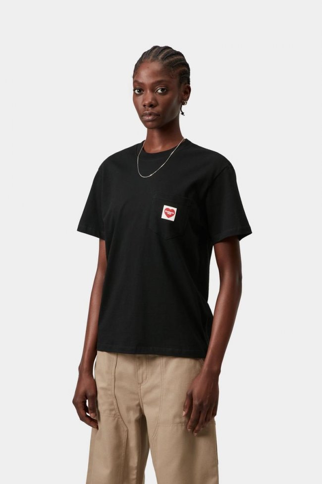 Carhartt S/S Pocket Heart T-Shirt - Black / Red