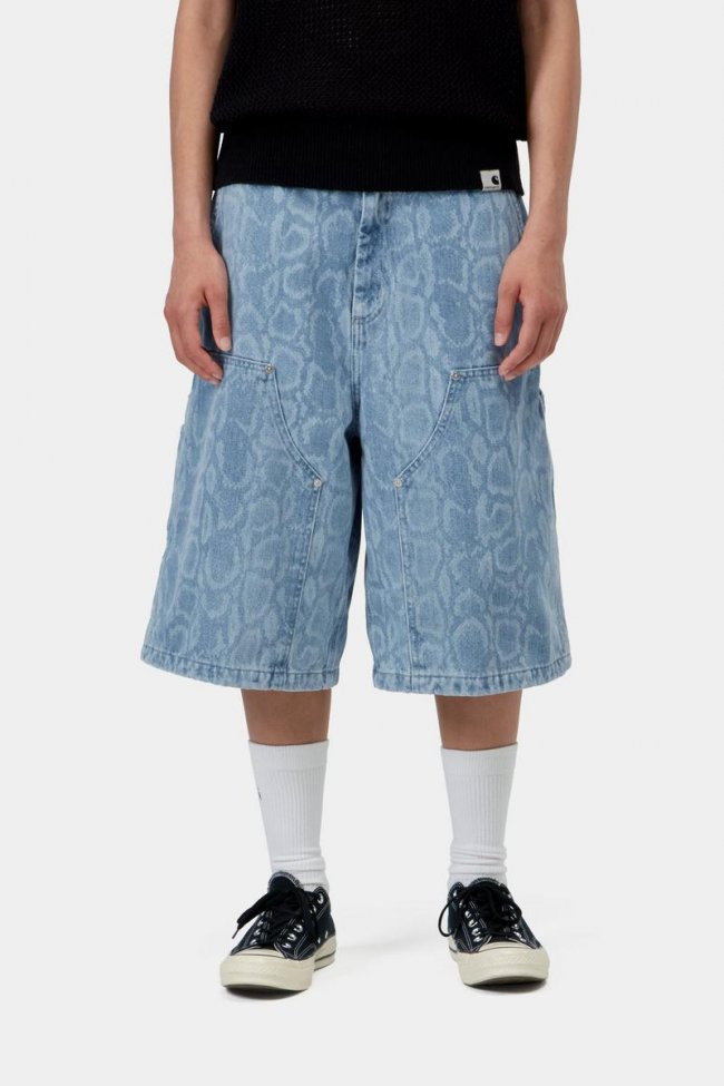 Carhartt Snake Nixon Double Knee Short - Snake Camo, Blue, Bleached Carhartt Snake Nixon Double Knee Short - Snake Camo, Blue, Bleached