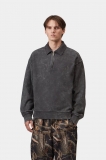 Carhartt Lambert Polo Sweatshirt - Black, Moon wash