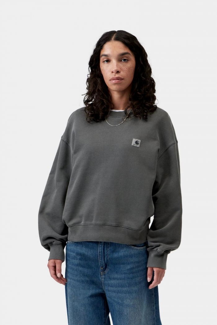 Carhartt Nelson Sweatshirt - Black, Garment dyed