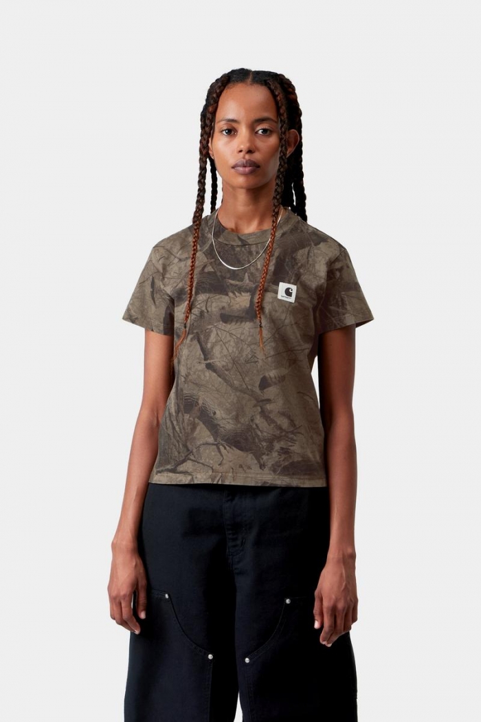 Carhartt S/S Feather Tree T-Shirt - Camo Feather Tree, Khaki / Shungite, Garment dyed