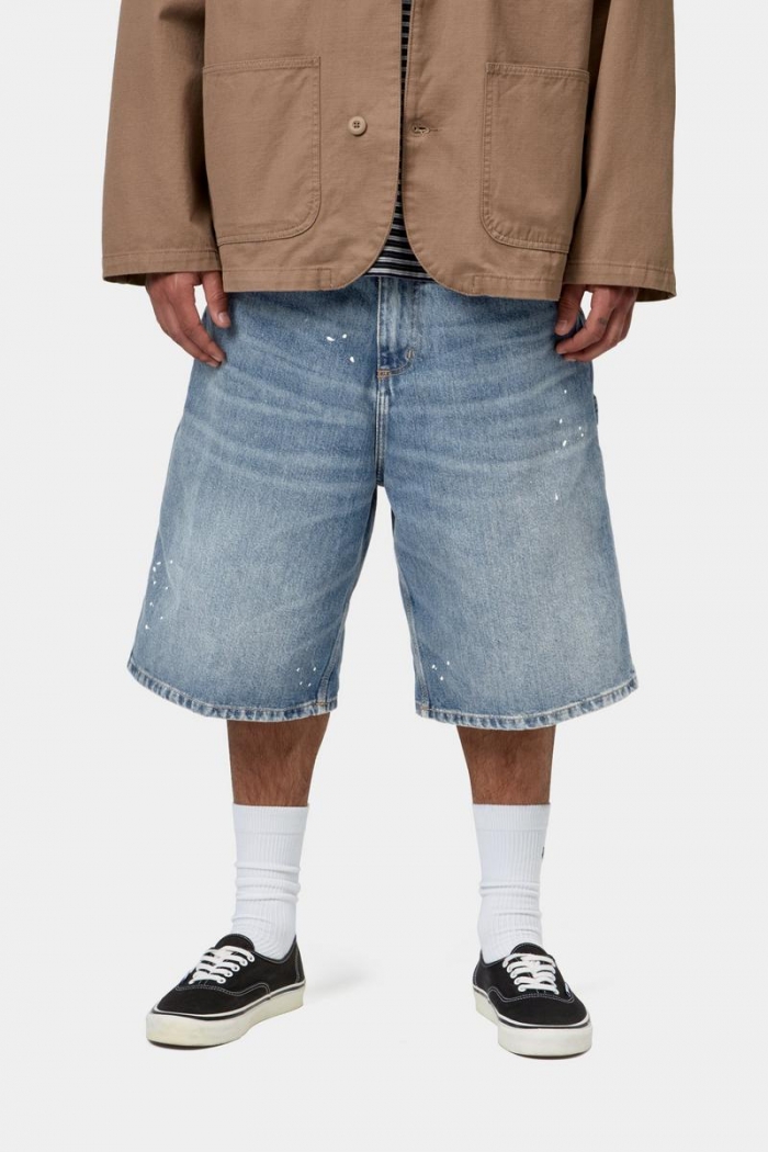 Carhartt OG Single Knee Short - Blue, Destroy wash, splatter