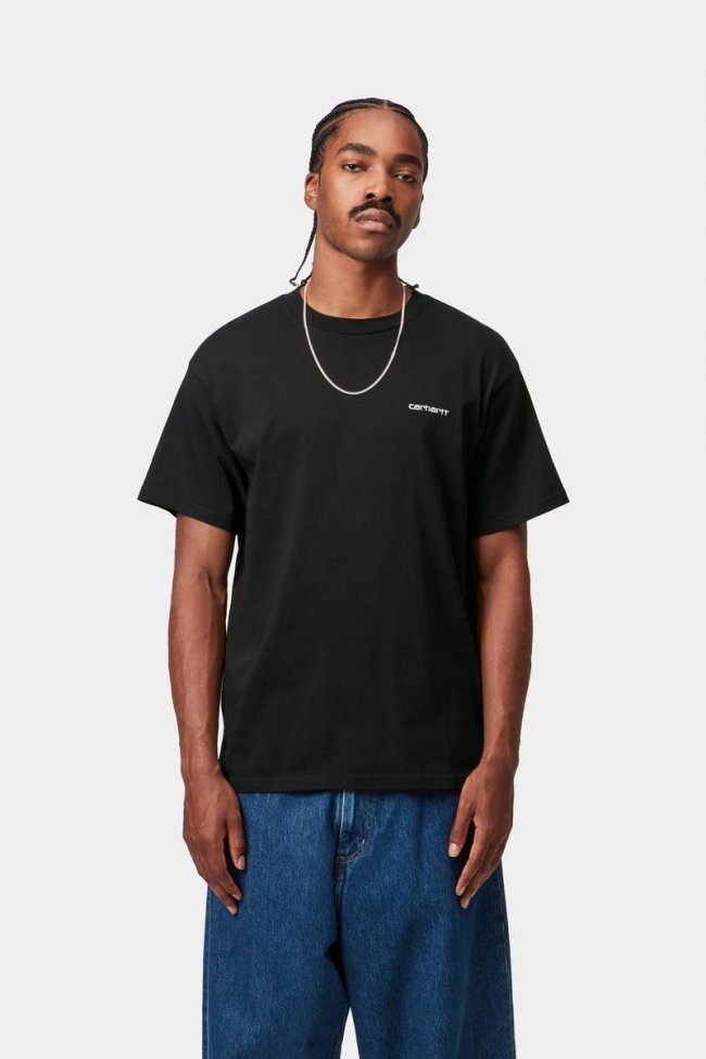 Carhartt S/S Script Embroidery T-Shirt - Black / White