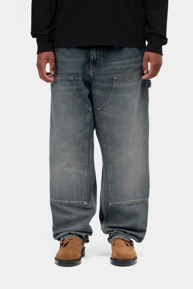 Carhartt Double Knee Pant - Blue, Worn used wash