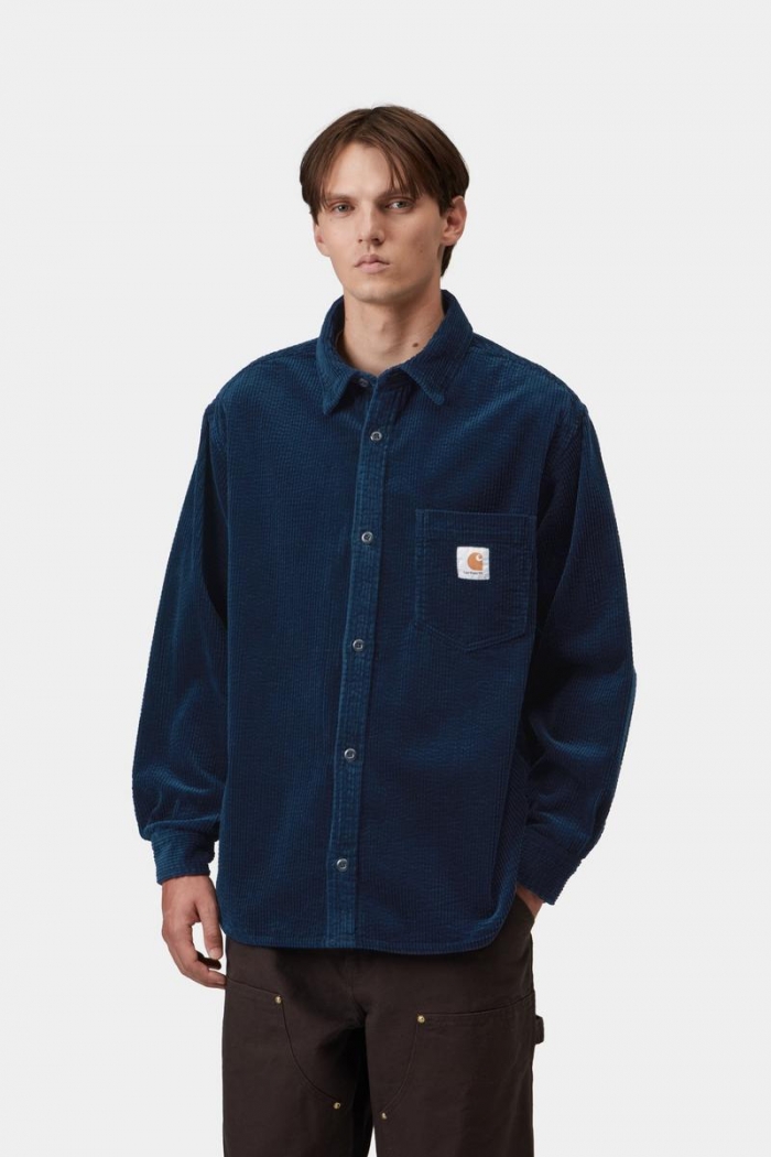 Carhartt L/S Loyde Shirt - Dark Navy, Rinsed