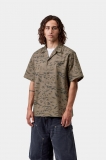 Carhartt S/S Travon Shirt - Duck Feather Print, Cypress / Black