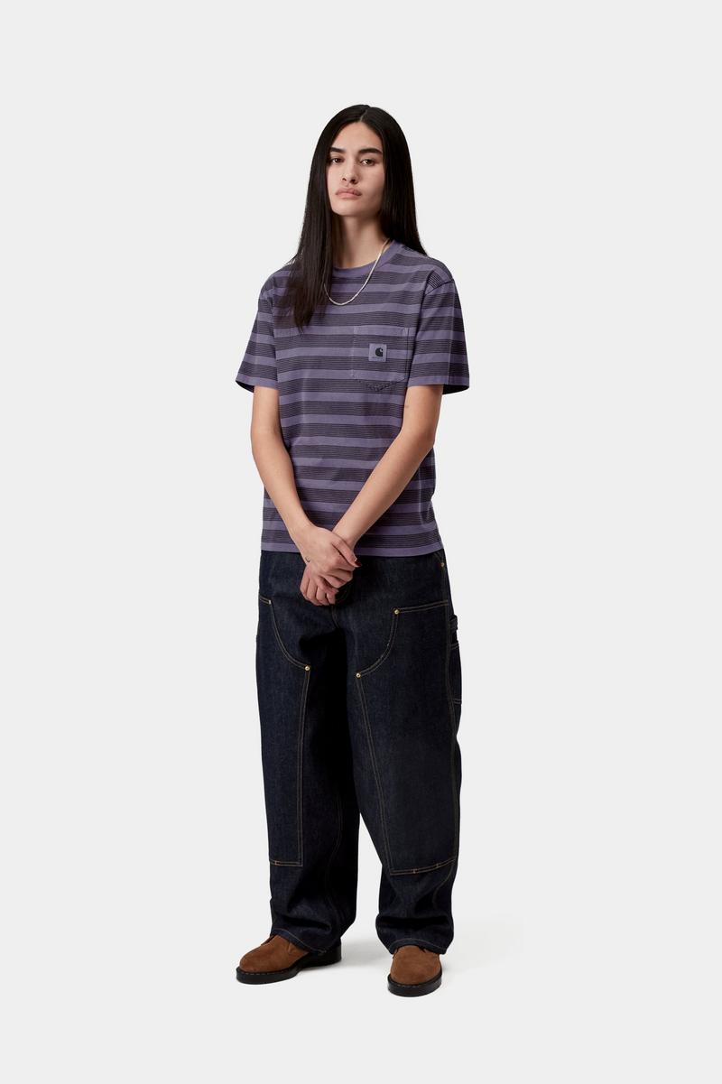 Carhartt S/S Hanson Pocket T-Shirt - Hanson W Stripe, Lokers, Garment dyed