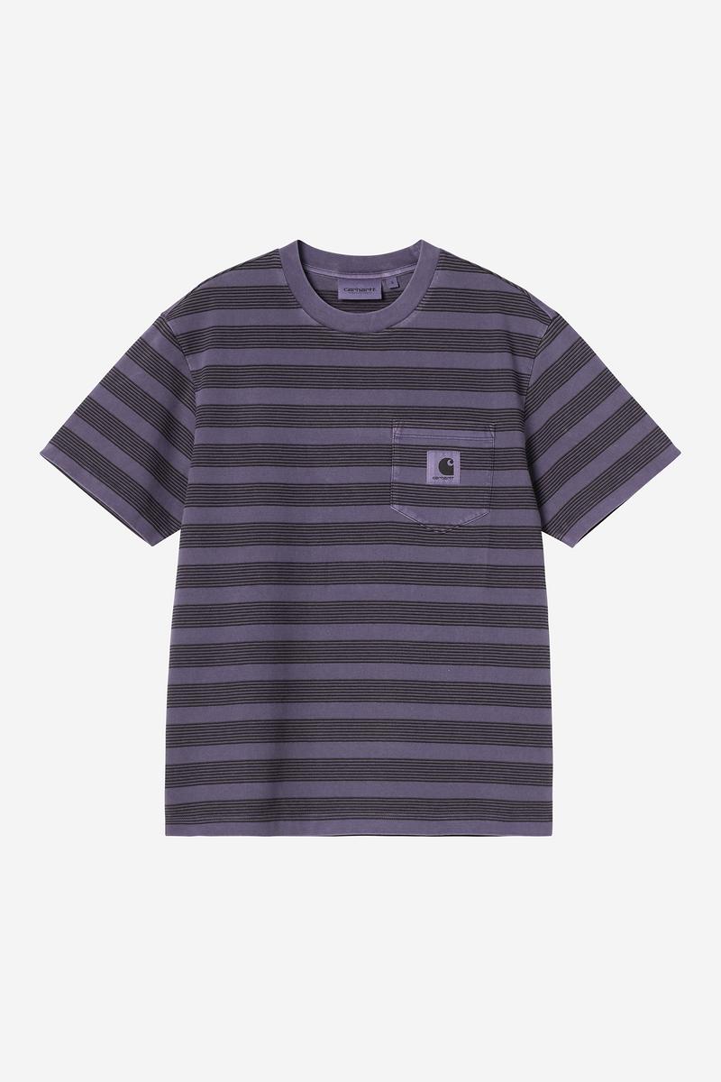 Carhartt S/S Hanson Pocket T-Shirt - Hanson W Stripe, Lokers, Garment dyed
