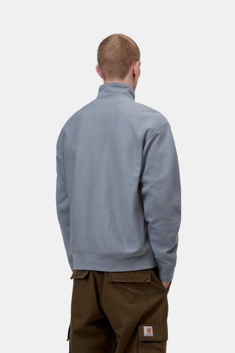 Carhartt Half Zip American Script Sweatshirt - Shady Blue