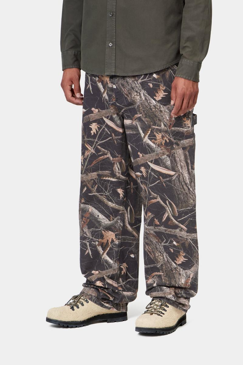 Carhartt Single Knee Pant - Camo Feather Tree, Black, Heavy stone wash
