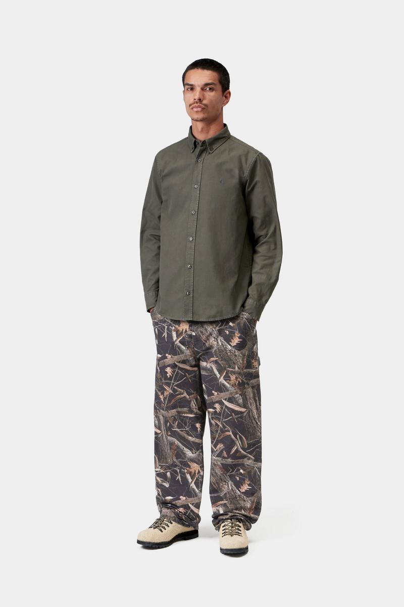 Carhartt Single Knee Pant - Camo Feather Tree, Black, Heavy stone wash