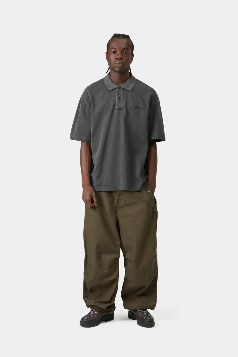 Carhartt S/S Wayne Polo - Black, Garment dyed