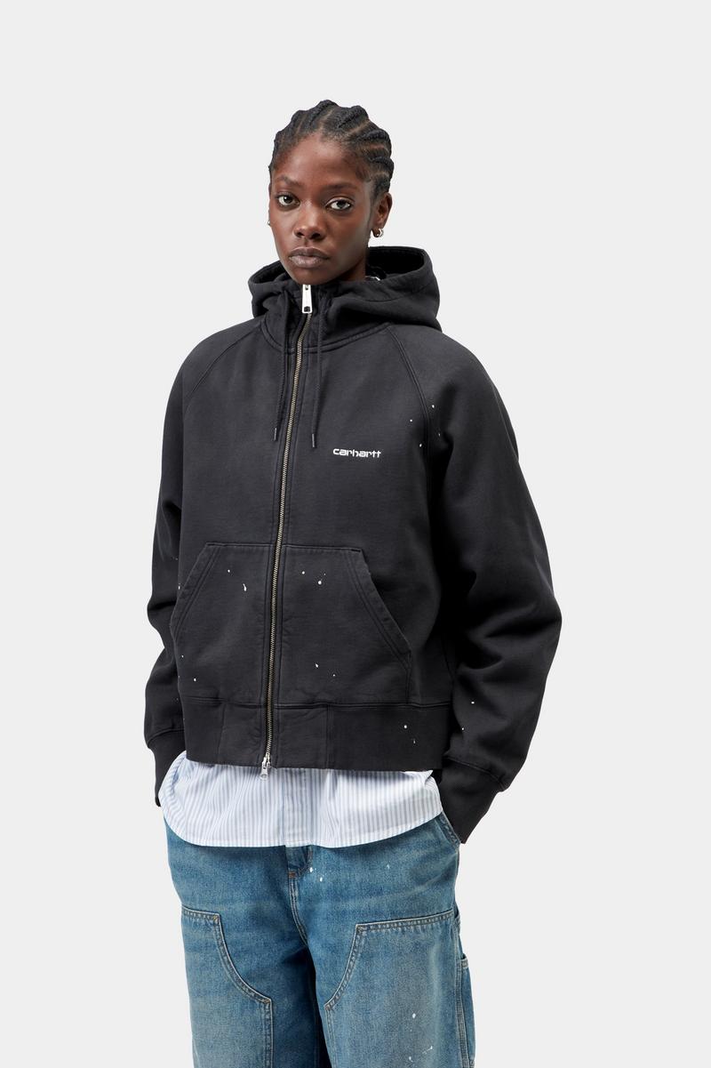 Carhartt Hooded Painter Jacket - Black, Destroy wash, splatter