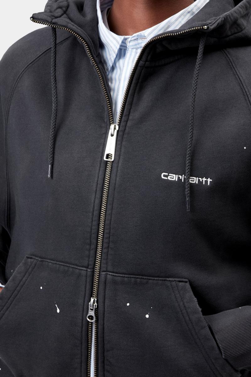 Carhartt Hooded Painter Jacket - Black, Destroy wash, splatter