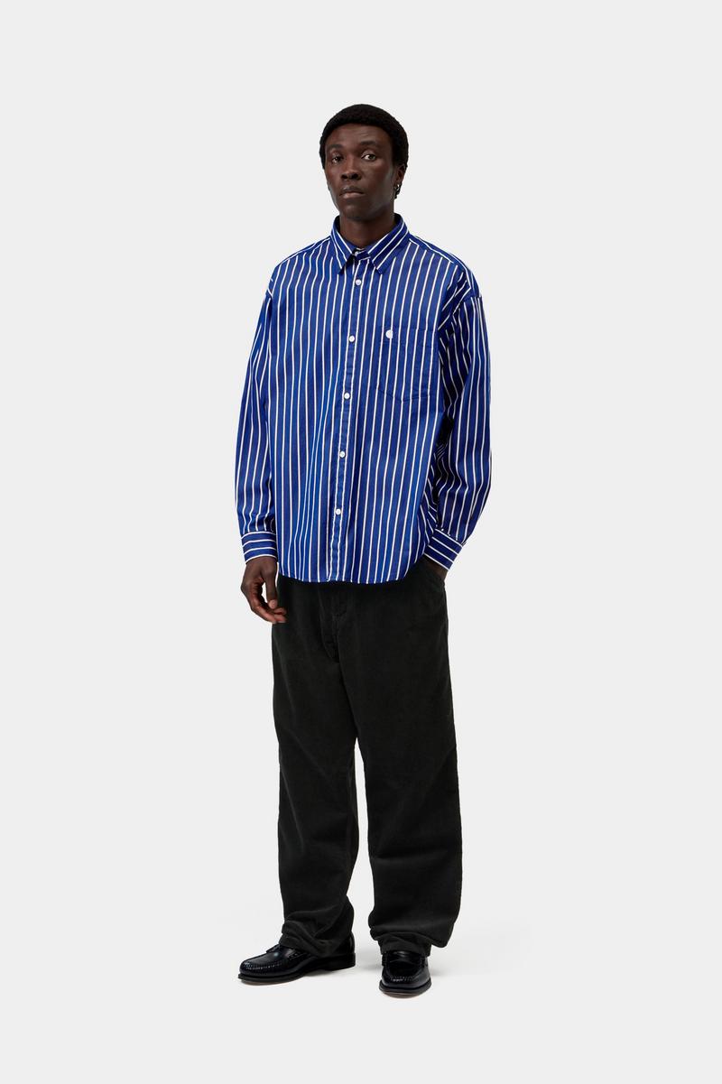 Carhartt L/S Gowan Shirt - Gowan Stripe, Lapis