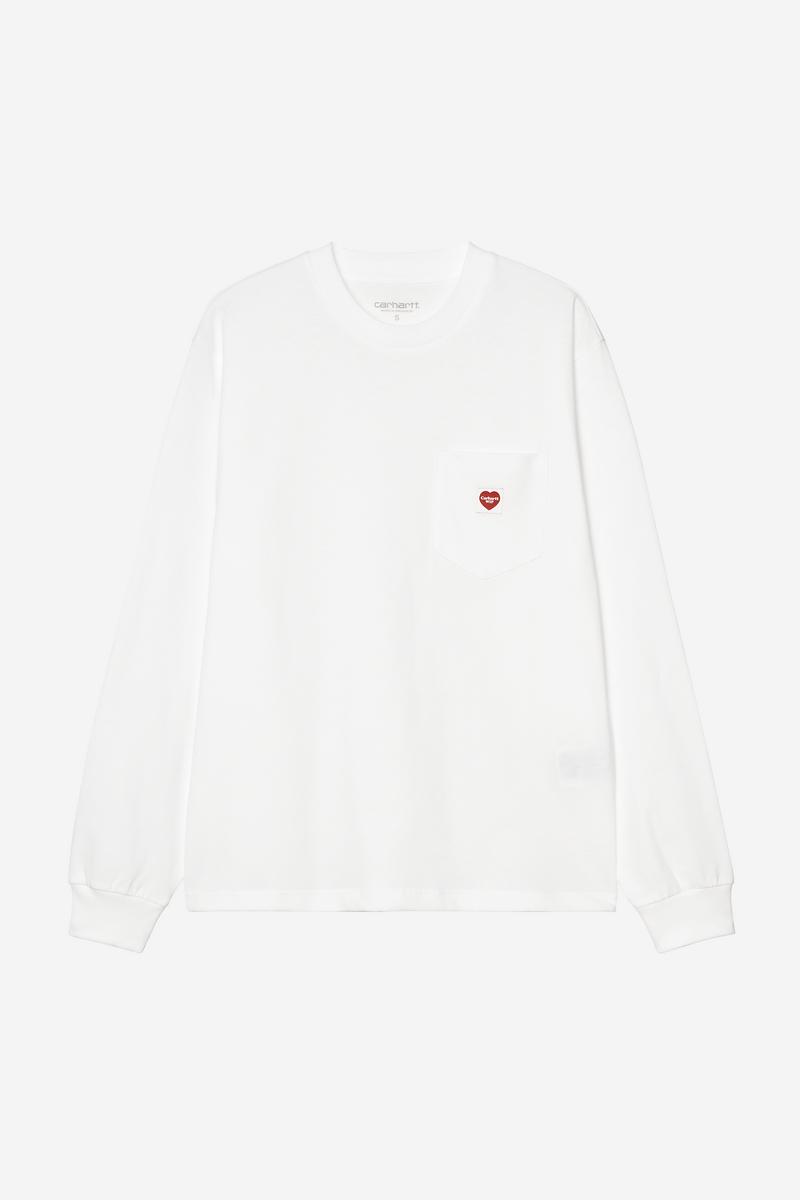 Carhartt L/S Pocket Small Heart T-Shirt - White / Red
