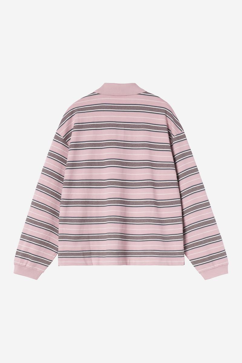 Carhartt L/S Bronson Polo - Bronson Stripe, Hortensia