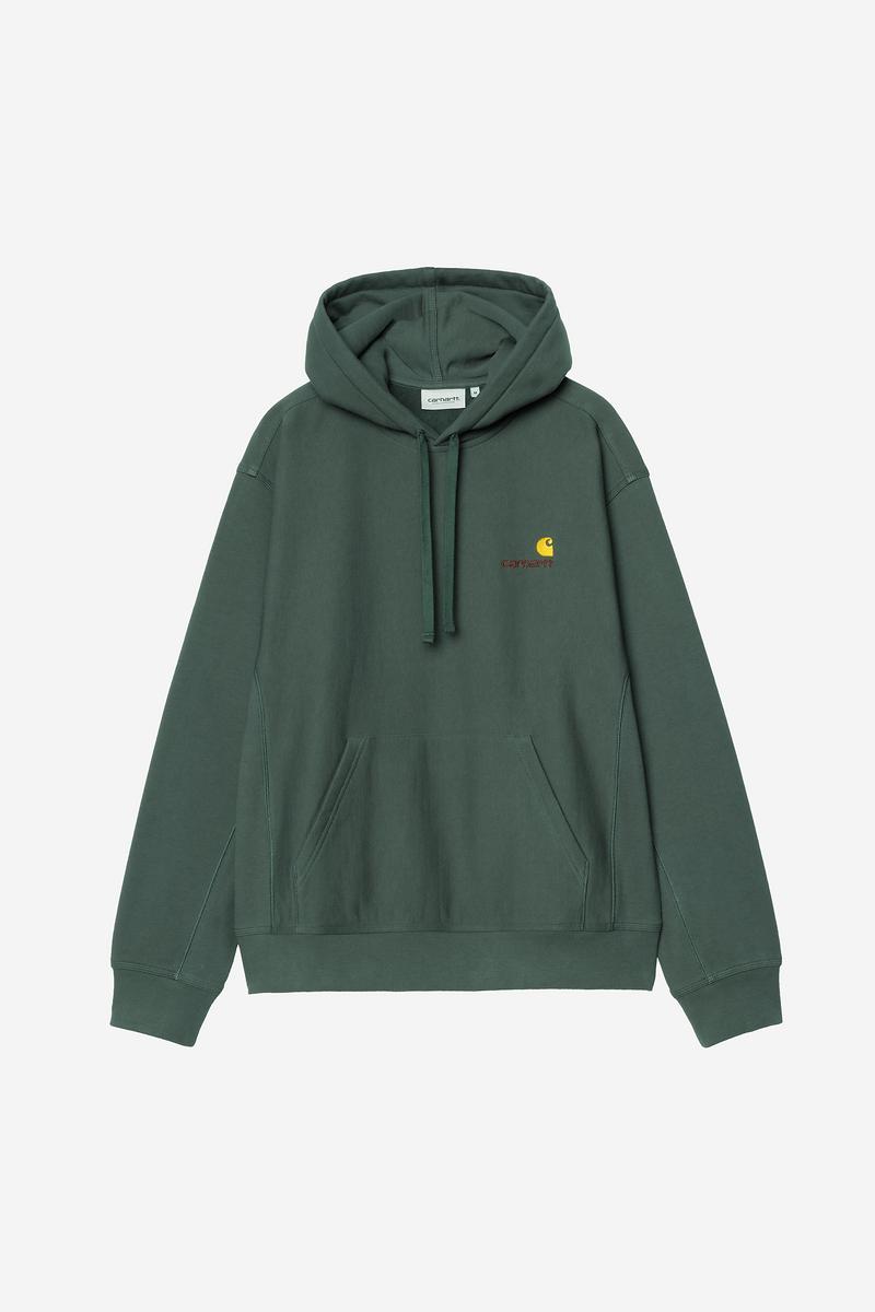 Carhartt Hooded American Script Sweatshirt - Kale Green