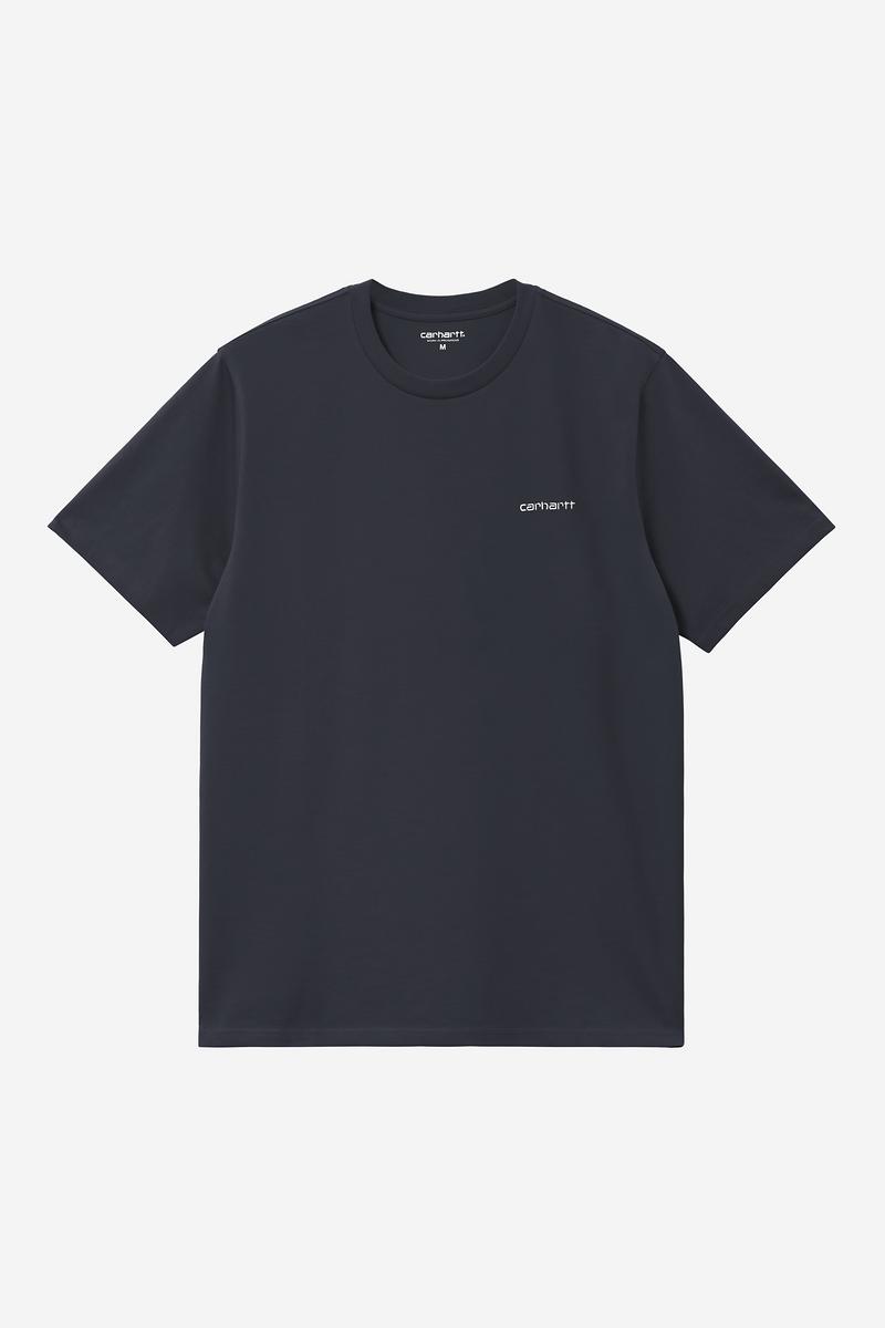 Carhartt S/S Script Embroidery T-Shirt - Dark Navy / White
