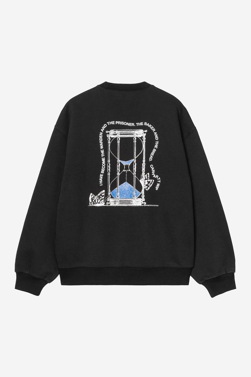 Carhartt Hourglass Sweat - Black, Stone washed