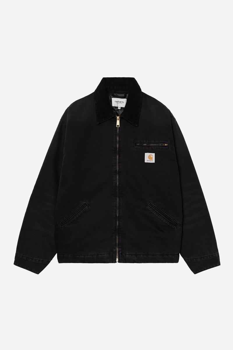 Carhartt OG Detroit Jacket - Black / Black, Stone canvas