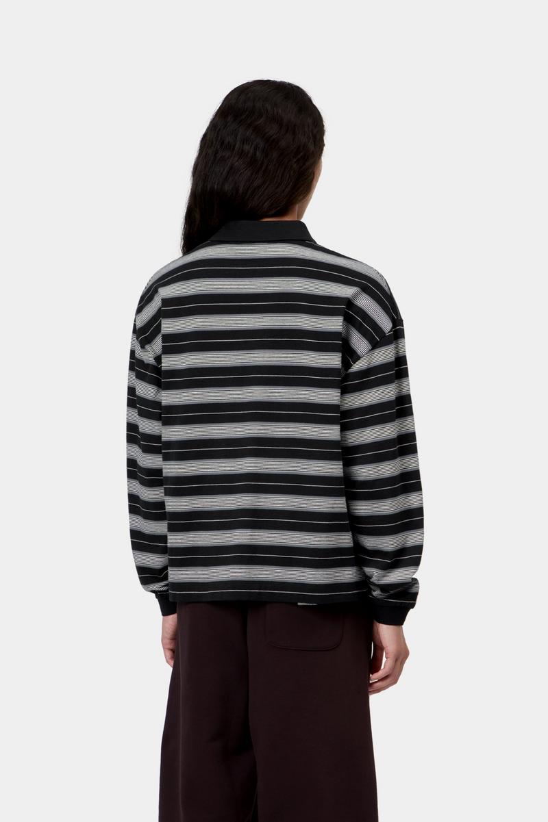 Carhartt L/S Bronson Polo - Bronson Stripe, Black