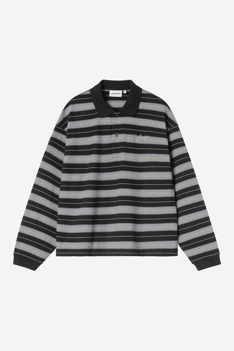Carhartt L/S Bronson Polo - Bronson Stripe, Black
