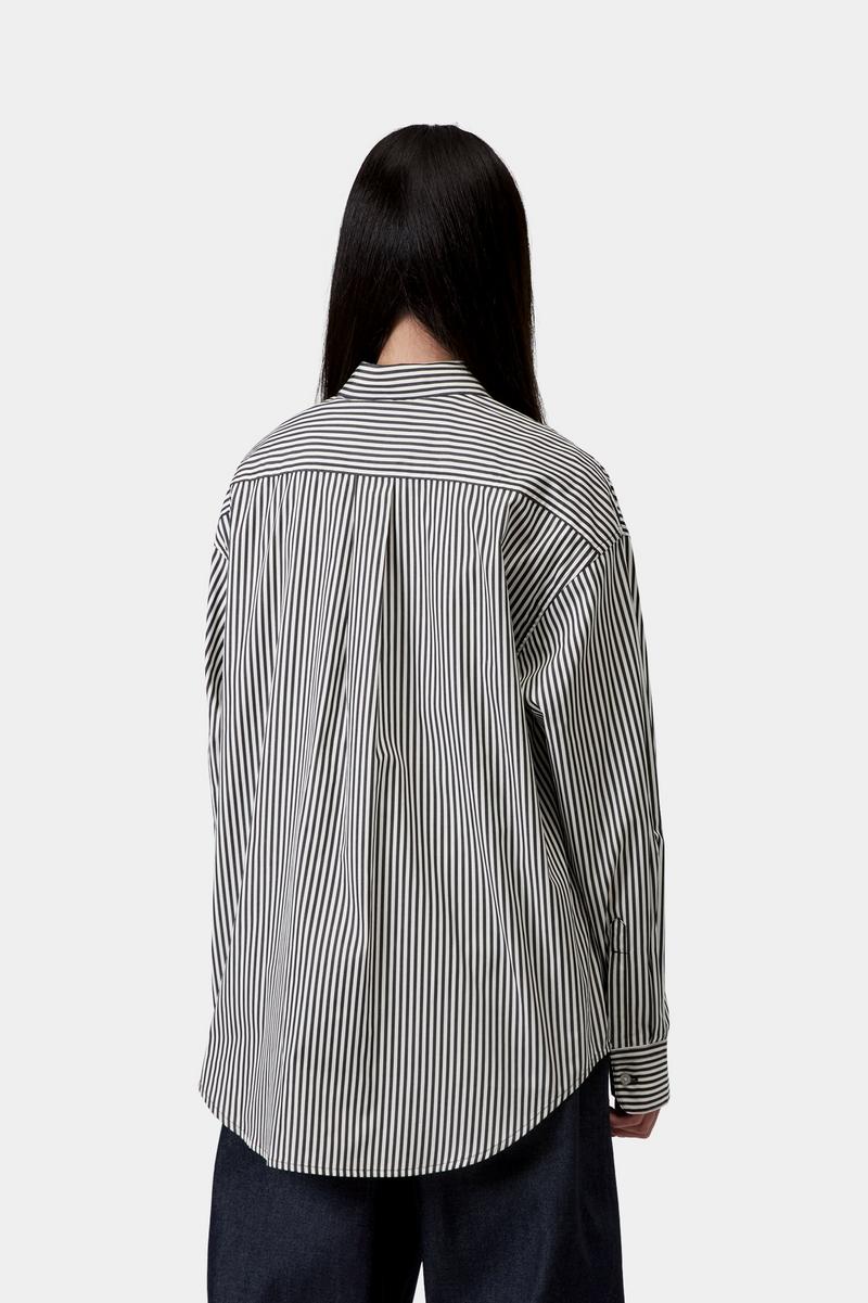 Carhartt W‘ L/S Daldry Shirt - Daldry Stripe, Black / Wax