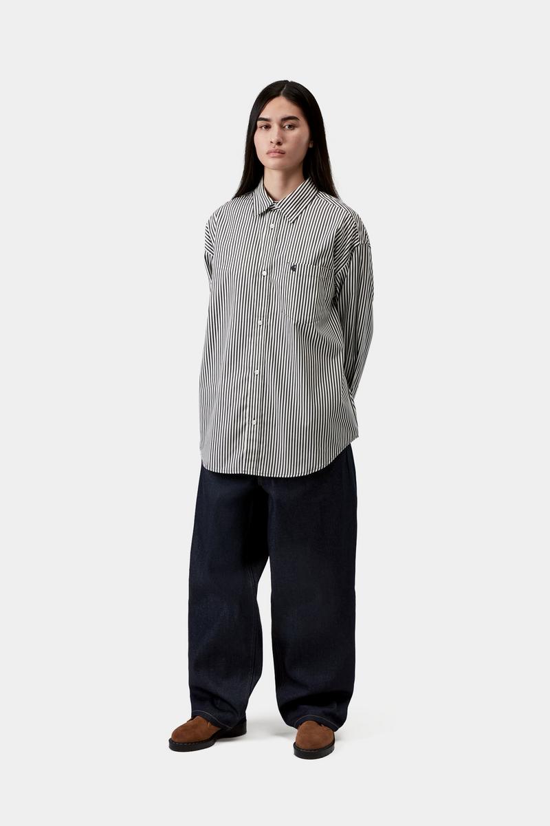 Carhartt W‘ L/S Daldry Shirt - Daldry Stripe, Black / Wax