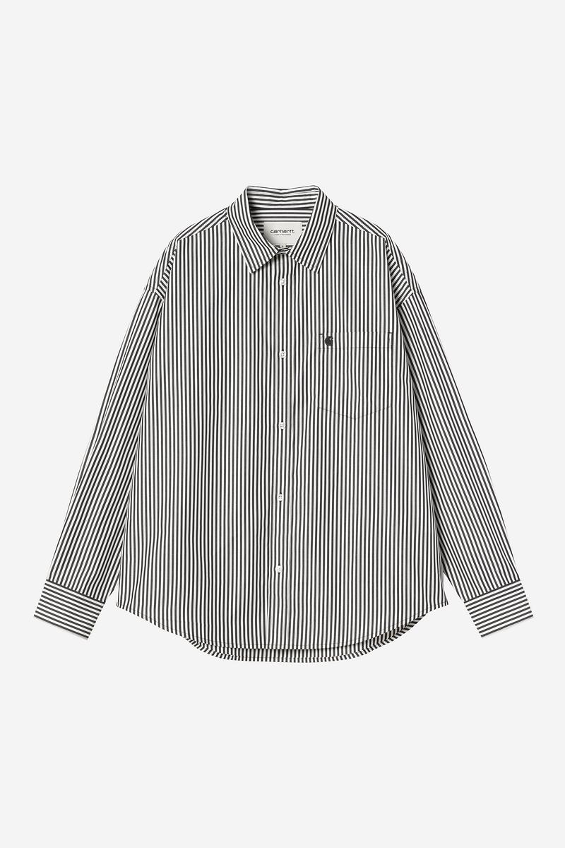 Carhartt W‘ L/S Daldry Shirt - Daldry Stripe, Black / Wax