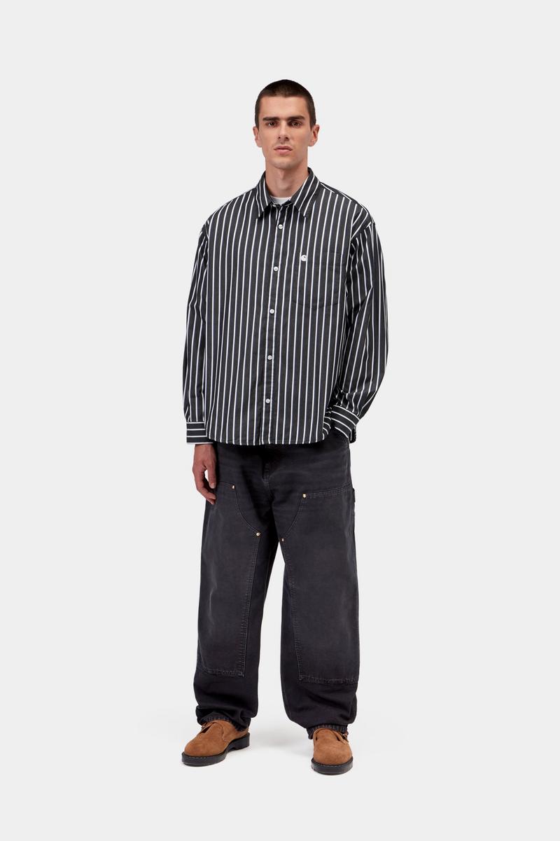 Carhartt L/S Gowan Shirt - Gowan Stripe, Black