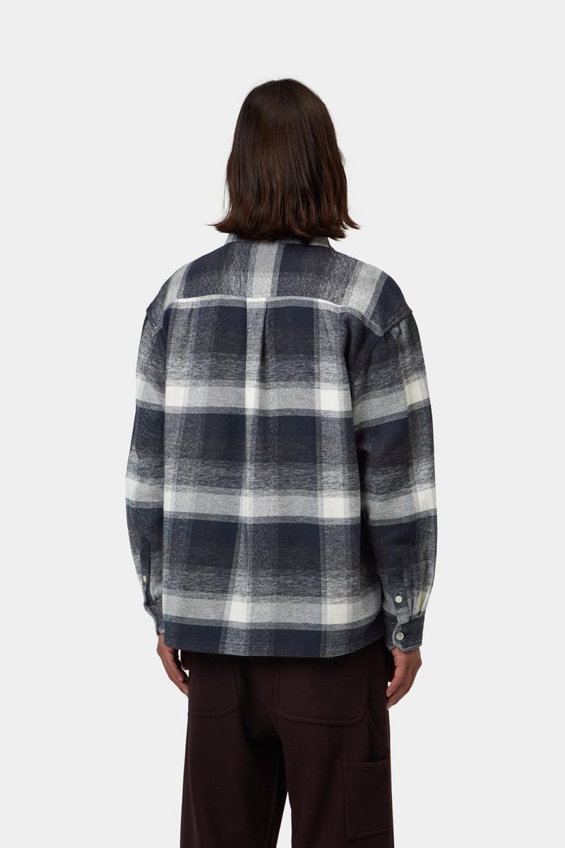 Carhartt L/S Esterson Shirt - Esterson Check, Dark Navy