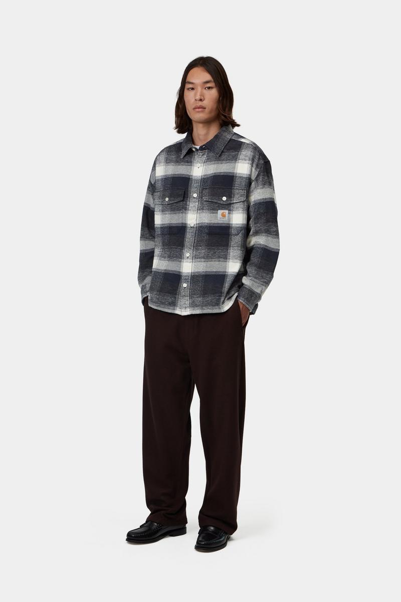 Carhartt L/S Esterson Shirt - Esterson Check, Dark Navy